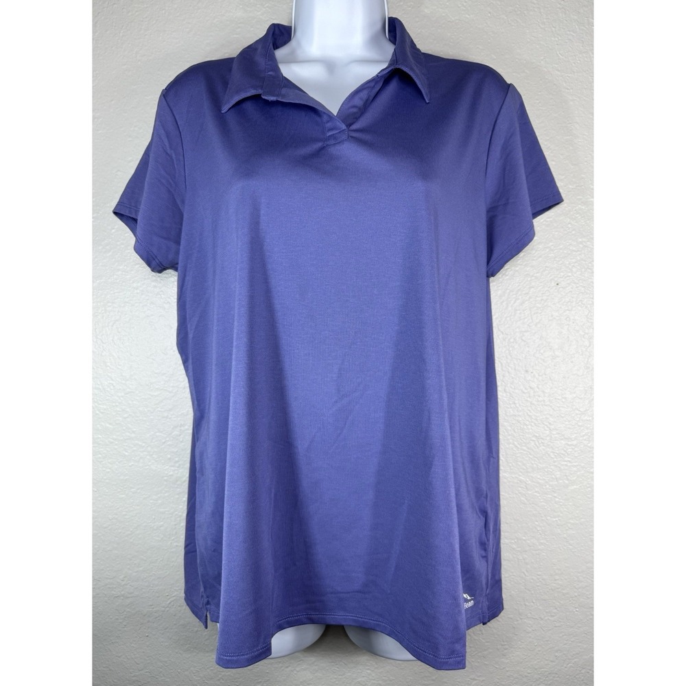 LL Bean Women's Access Trail Purple Polo Shirt Size L Short Sleeve Top
